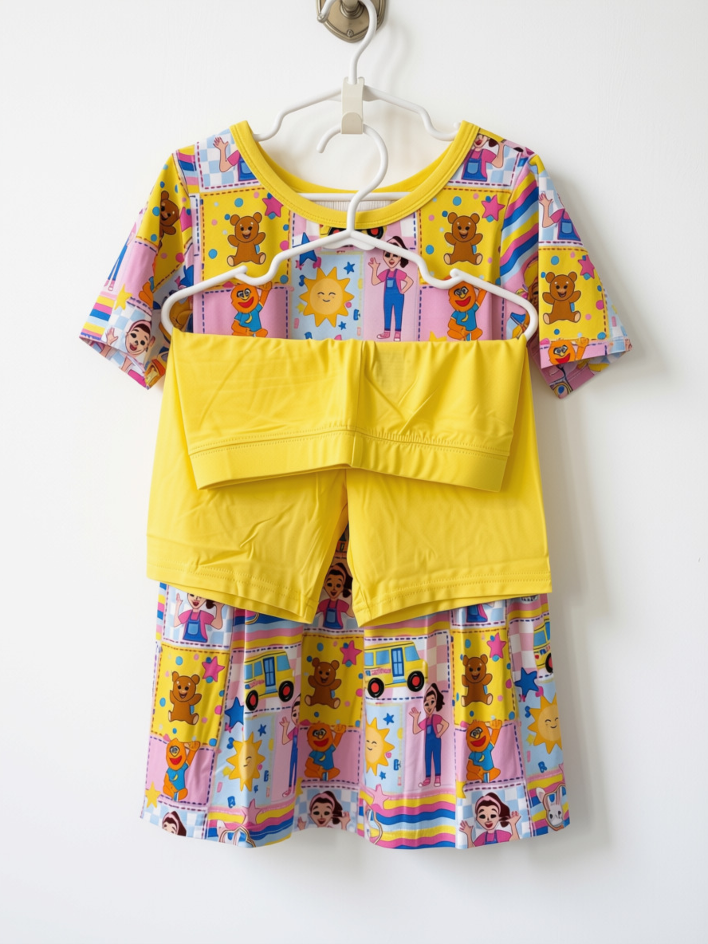 Rachel & Friends Patchwork Bamboo Dress Top & Shorts Set - 7/8