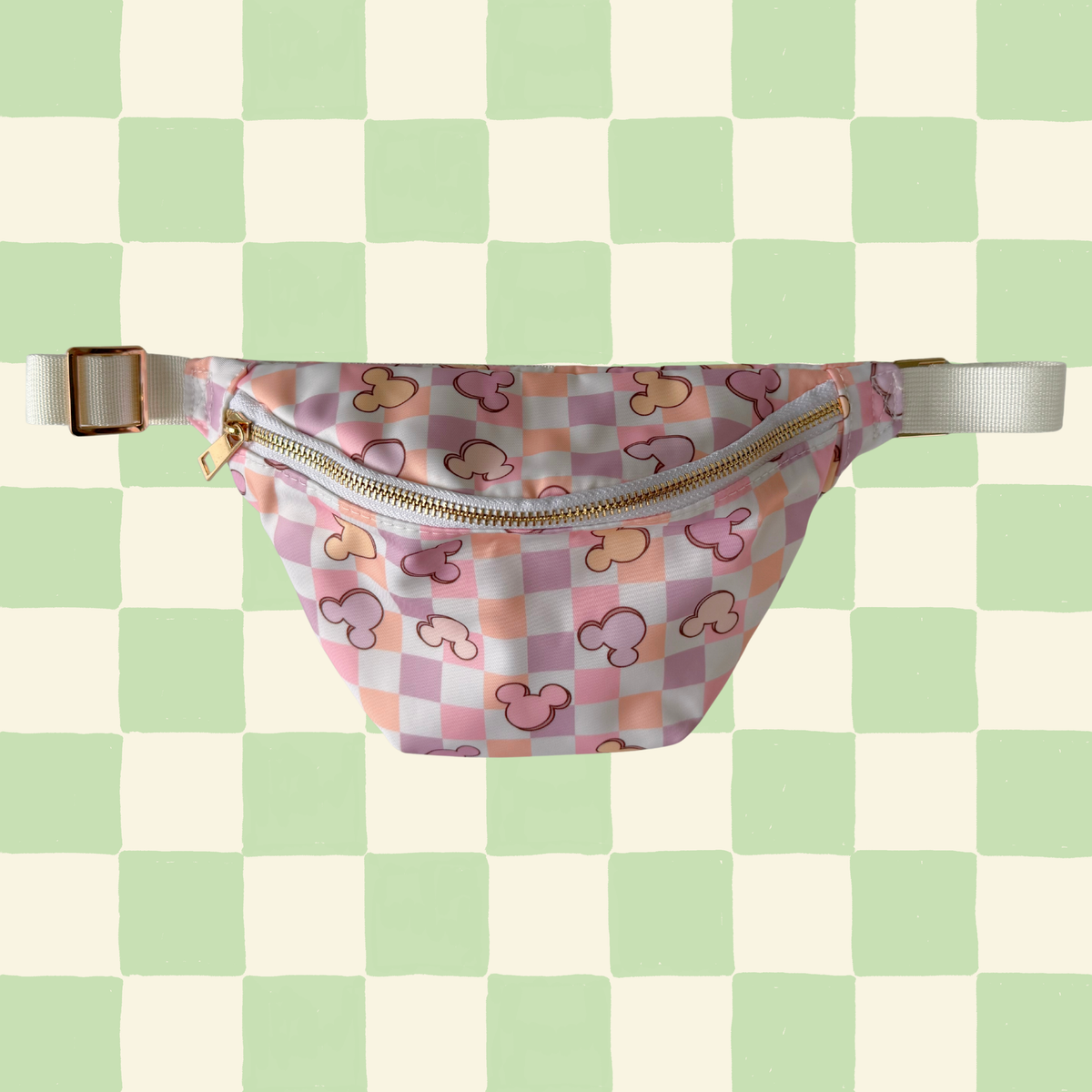 Pastel Checkered Mouse Belt Bag - MEDIUM