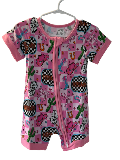 Howdy Cowgirl Short Sleeve Bamboo Shortie - 6-12 months