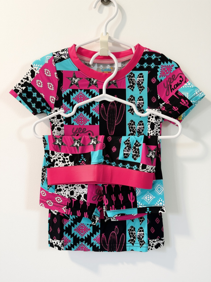 Western Girl Short Sleeve Shirt & Shorts Bamboo Set